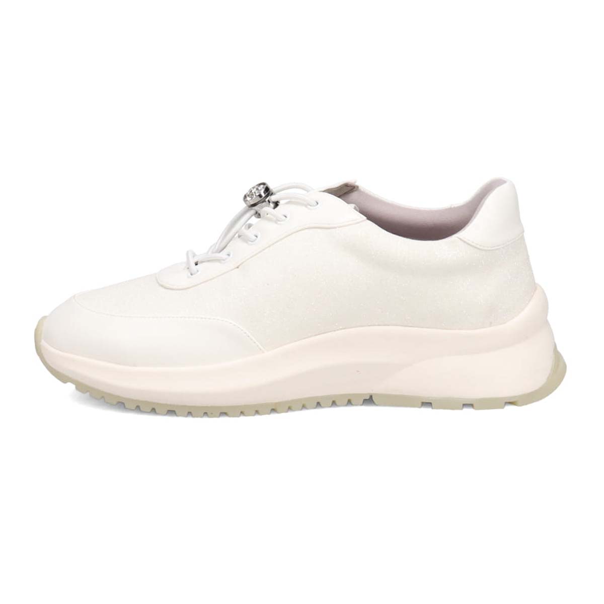 HIROKO KOSHINO FEMME グリッターとラインストーンで華やかなスニーカー　HRL5003 WHITE 23.0