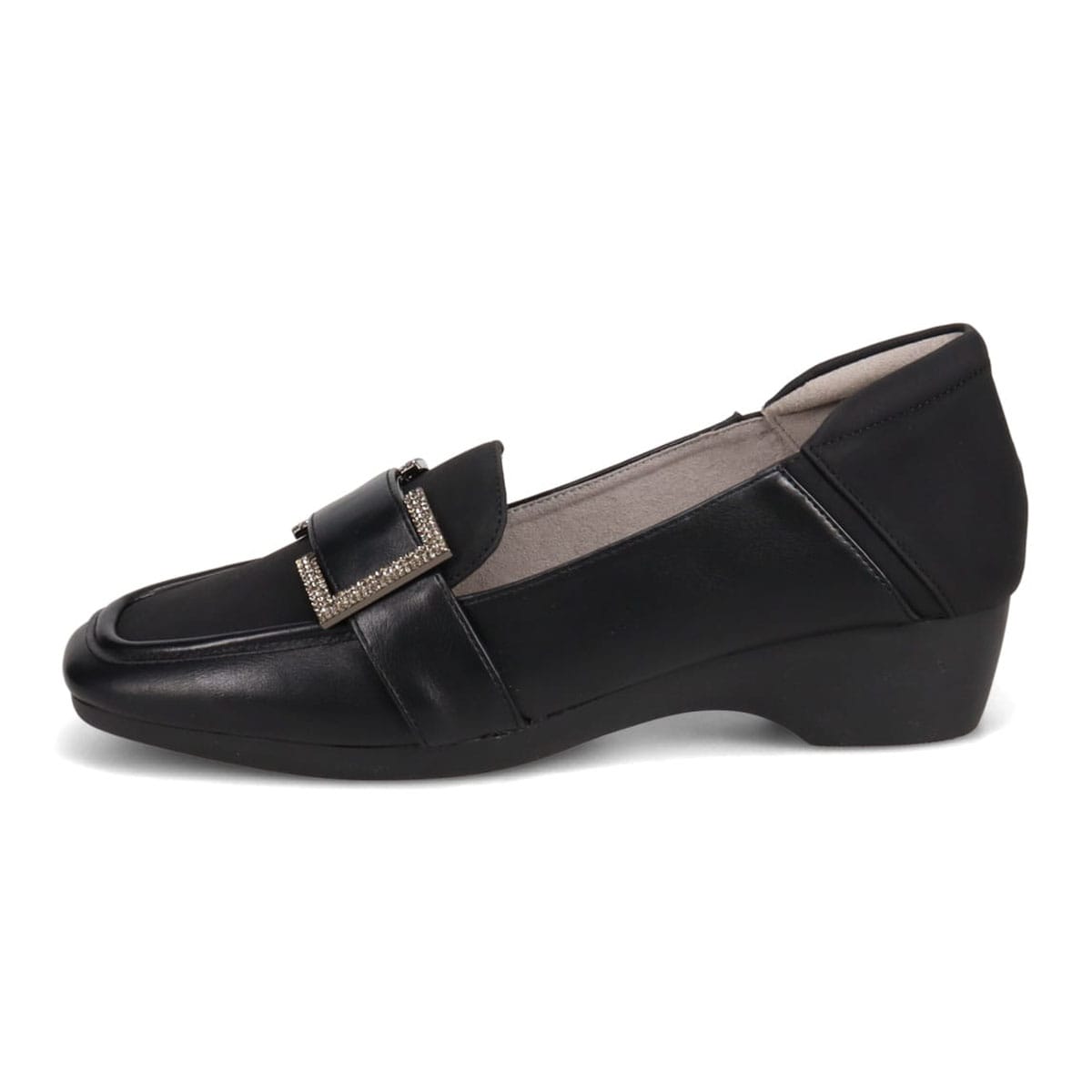 HIROKO KOSHINO FEMME　足元に華やぎと上品さを ヌバック×スムース素材 コンビローファー　HRL5004 BLACK 23.0