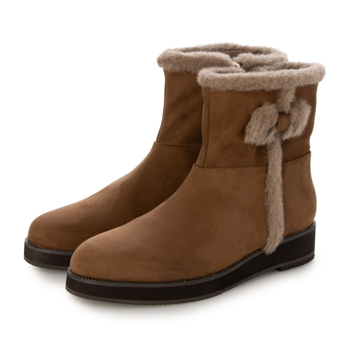 HIROKO KOSHINO FEMME ライニングがフェイクファーの温かいムートン風ブーツ HRL5015 BEIGE 23.0