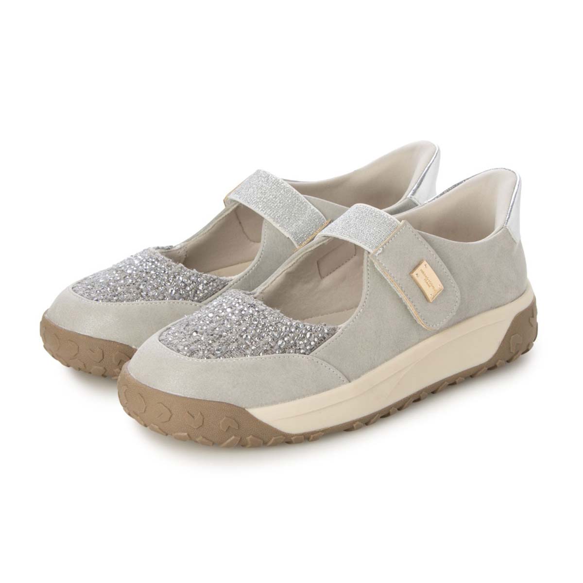 HIROKO KOSHINO FEMME きらめくラインストーンのメリージェーン HRL7002 GRAY 23.0