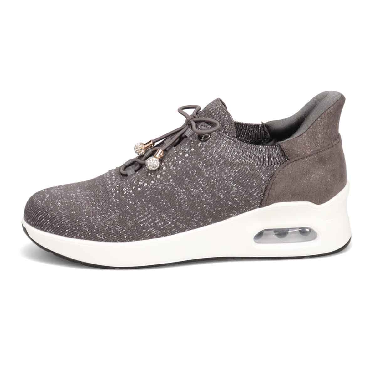 HIROKO KOSHINO FEMME ラメニットの大人可愛いスニーカー HRL9002 GRAY 23.0