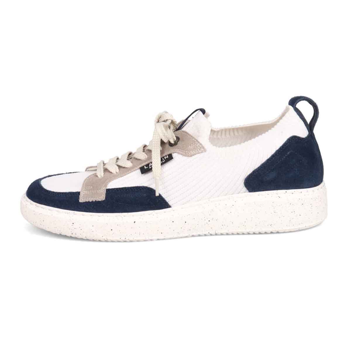ランバンオンブルー LANVIN en Bleu 「リカバリー指圧インソール」搭載で指圧効果により血行を115％促進。ニットスニーカー　LB1005XR WHITE/NAVY 25.0
