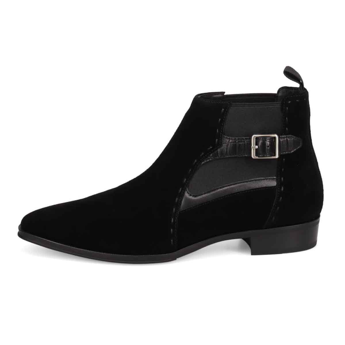 ランバンコレクション LANVIN COLLECTION 「Recovery Shiatsu Insole」搭載で指圧効果により血行をよくする。本革サイドゴアブーツ　LV1022XR BLACK-SILKY 25