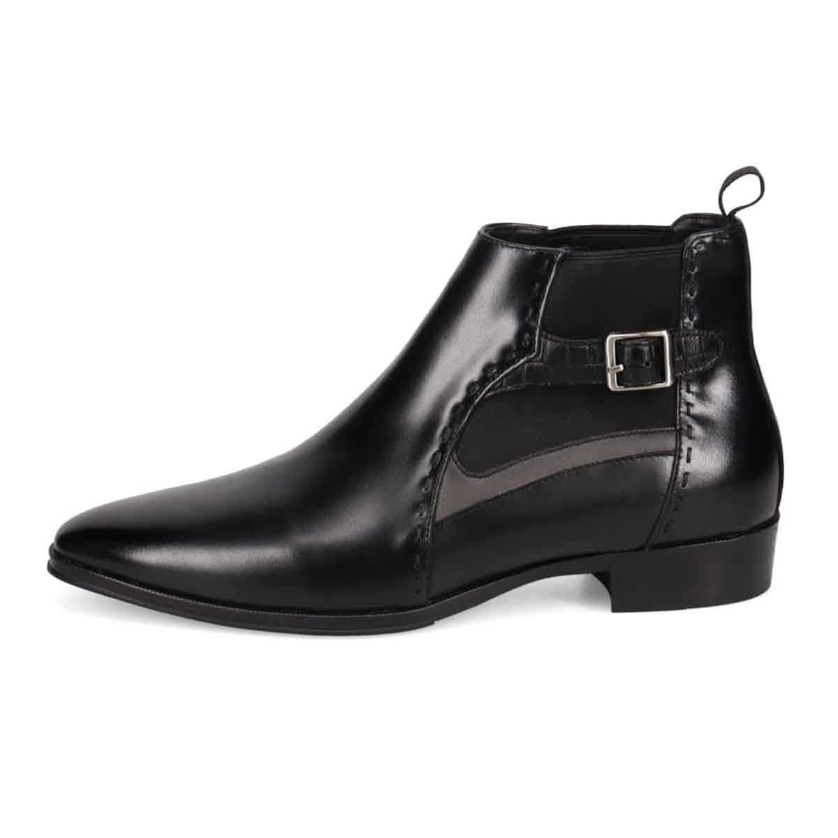 ランバンコレクション LANVIN COLLECTION 「Recovery Shiatsu Insole」搭載で指圧効果により血行をよくする。本革サイドゴアブーツ　LV1022XR BLACK 25