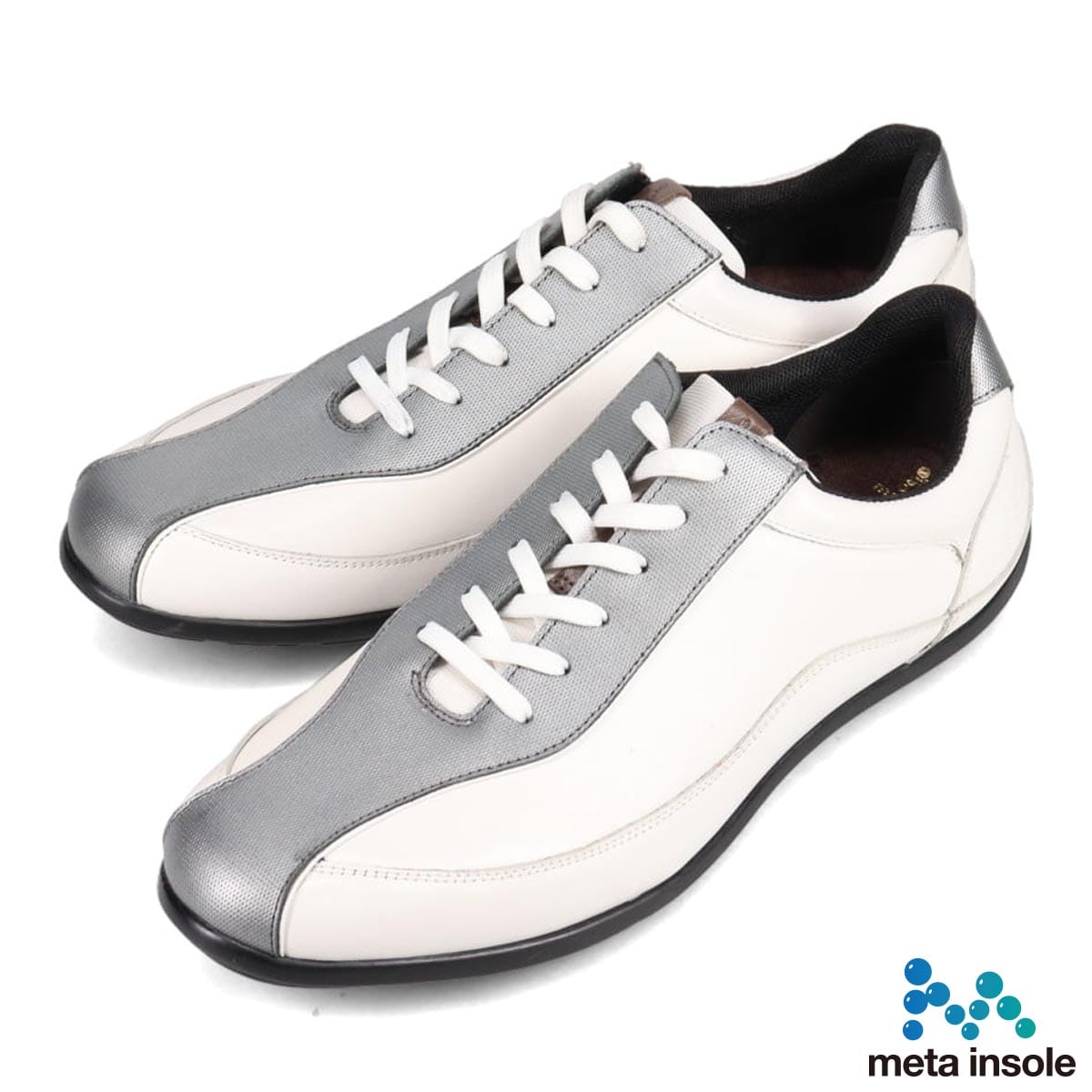 マドラス madras metaインソール搭載シューズ  レザースニーカー　M502MT SILVER/WHITE 25.0