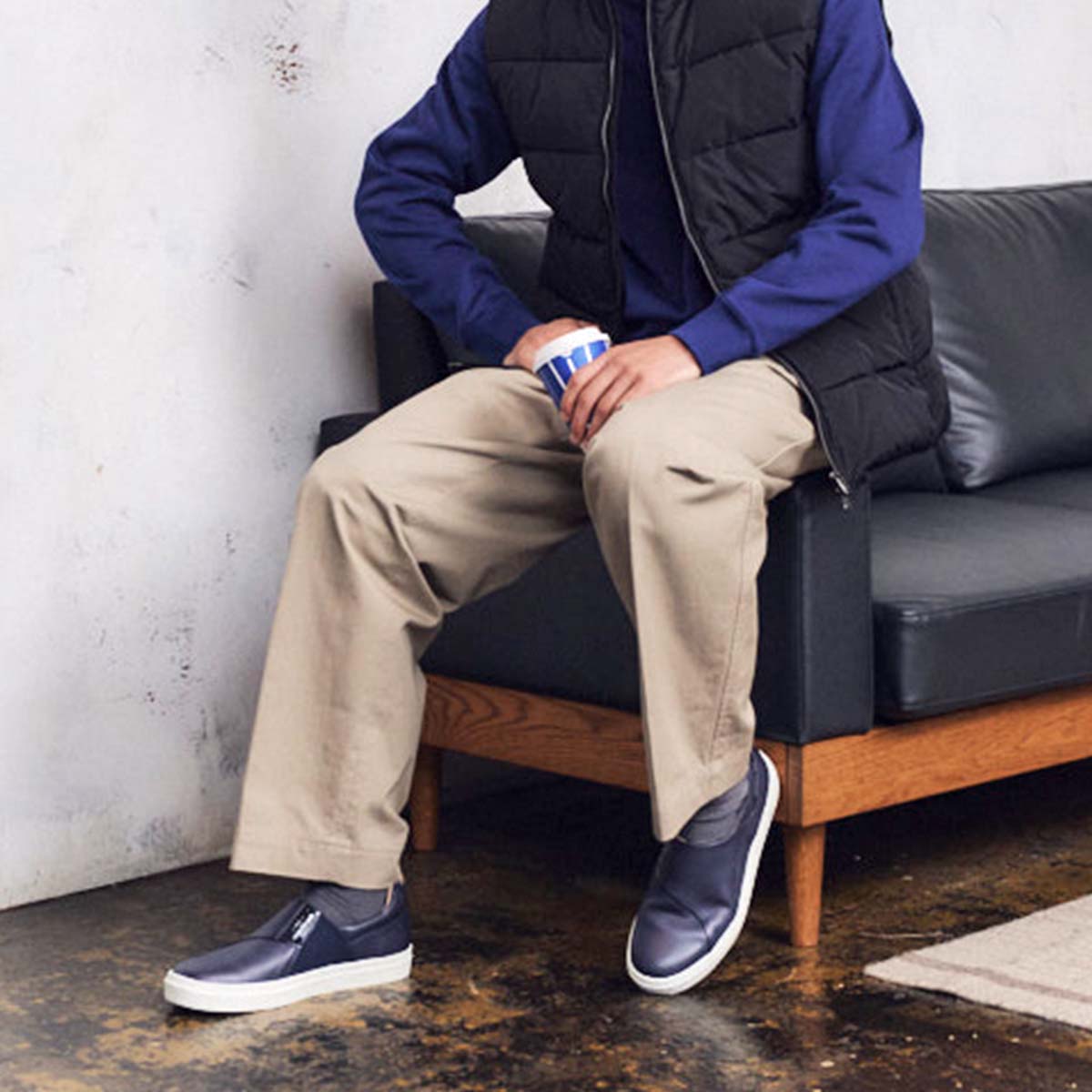 マドラス madras metaインソール搭載シューズ  柔靭で軽快なスリッポンレザースニーカー　M506MT NAVY 25.0