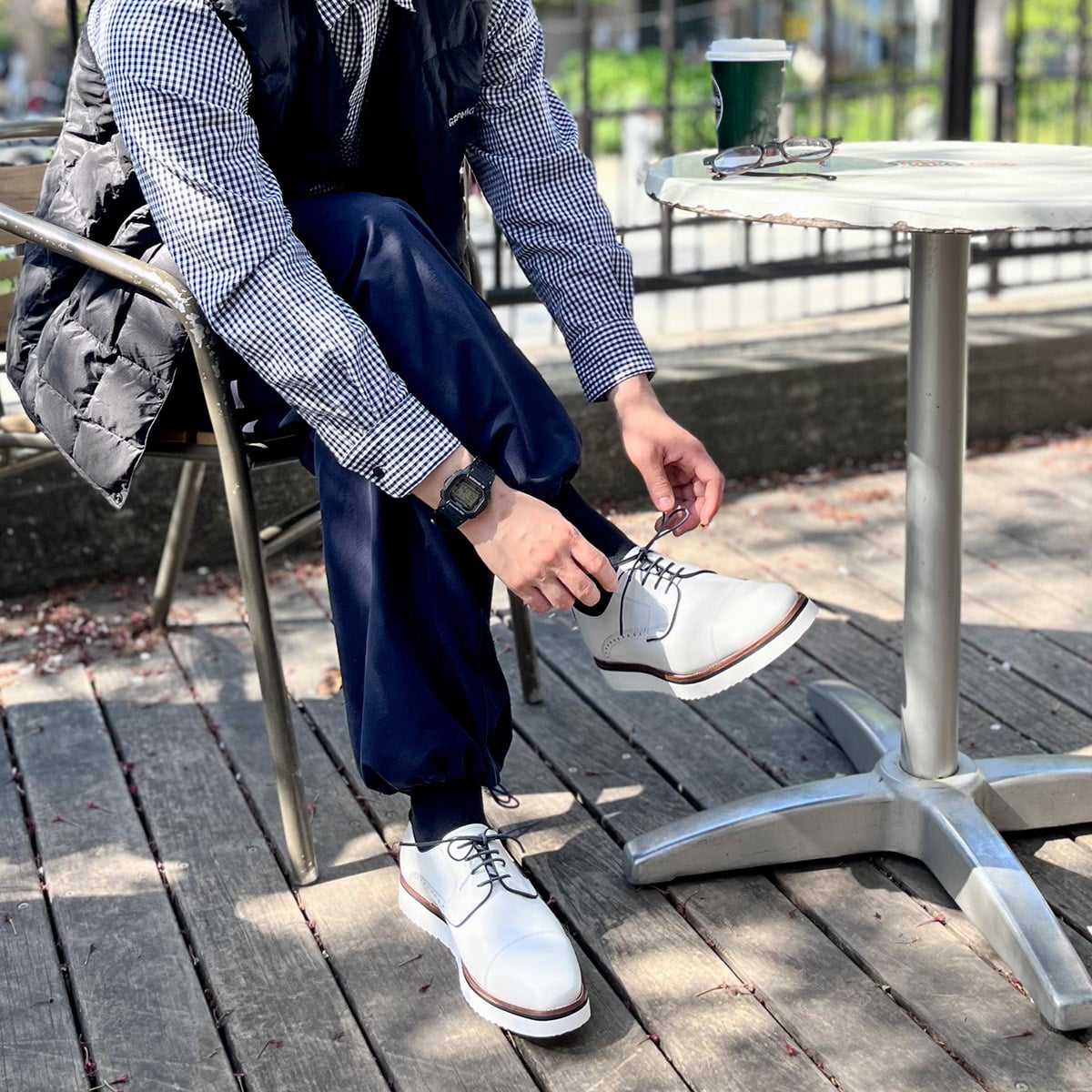 マドラス madras metaインソール meta insole  外羽根ストレートチップドレスシューズ M8612MT WHITE/NAVY 25.0