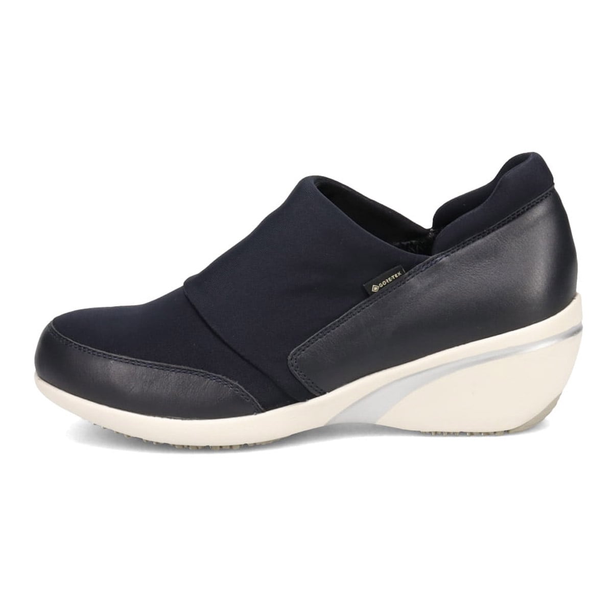 【GORE-TEX】マドラスウォーク madras Walk 「Recovery Shiatsu Insole」搭載で指圧効果により血行をよくする。 シンプルなデザインでさまざまなスタイルに合わせやすい！通勤・きれい目 ゴアテックススリッポンスニーカー MWL1008R NAVY 23.0