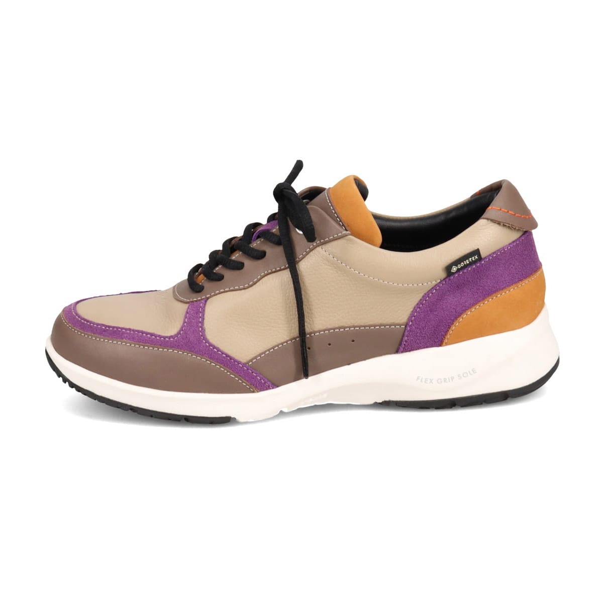 【GORE-TEX】マドラスウォーク madras Walk 「Recovery Shiatsu Insole」搭載で指圧効果により血行をよくする。旅行に最適 ウォーキングレザースニーカー　MWL1204R BEIGE/PURPLE 23.0