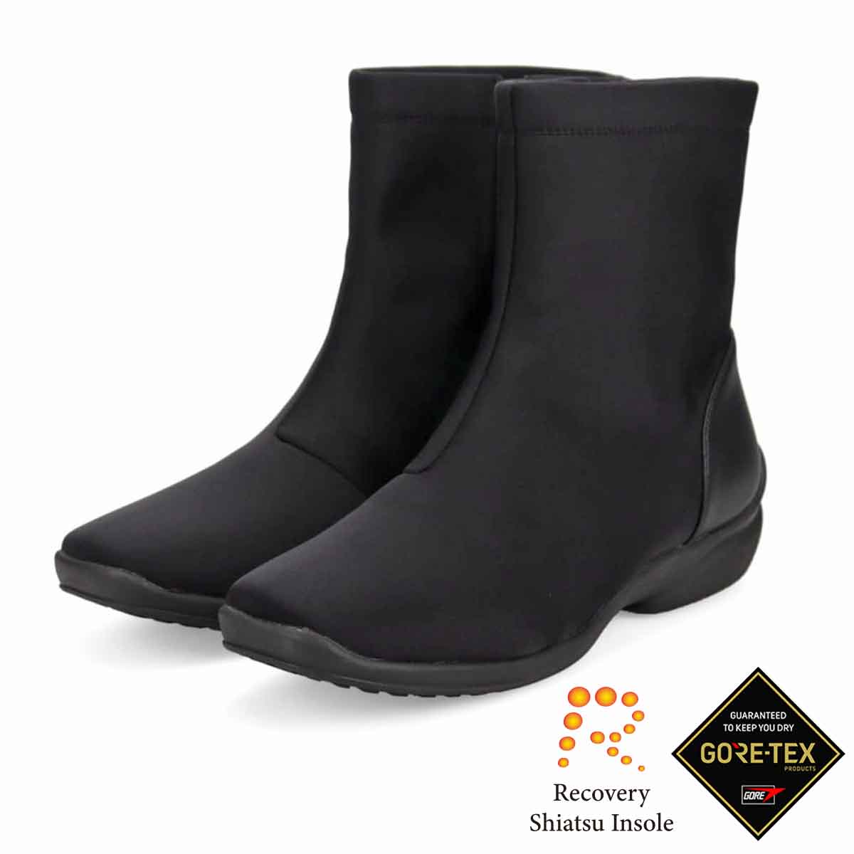 【GORE-TEX×防滑】madras Walk「Recovery Shiatsu Insole」搭載　指圧効果により血行をよくする。スクエアトゥブーツ MWL4072R BLACK 23.0