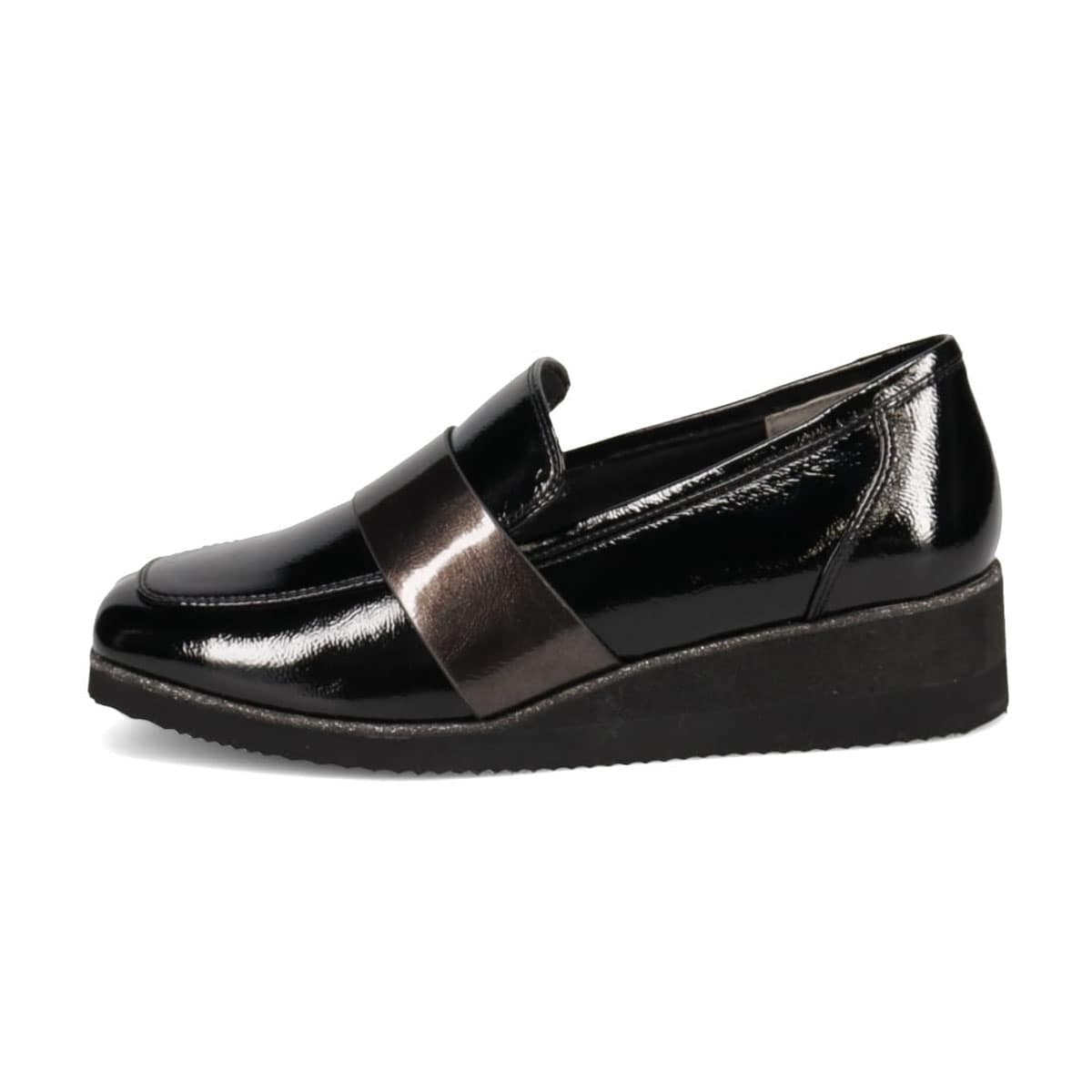 テーン tehen クッションインソールで履き心地抜群、きれいめローファー　TN1775 BLACK-ENAMEL 23.0