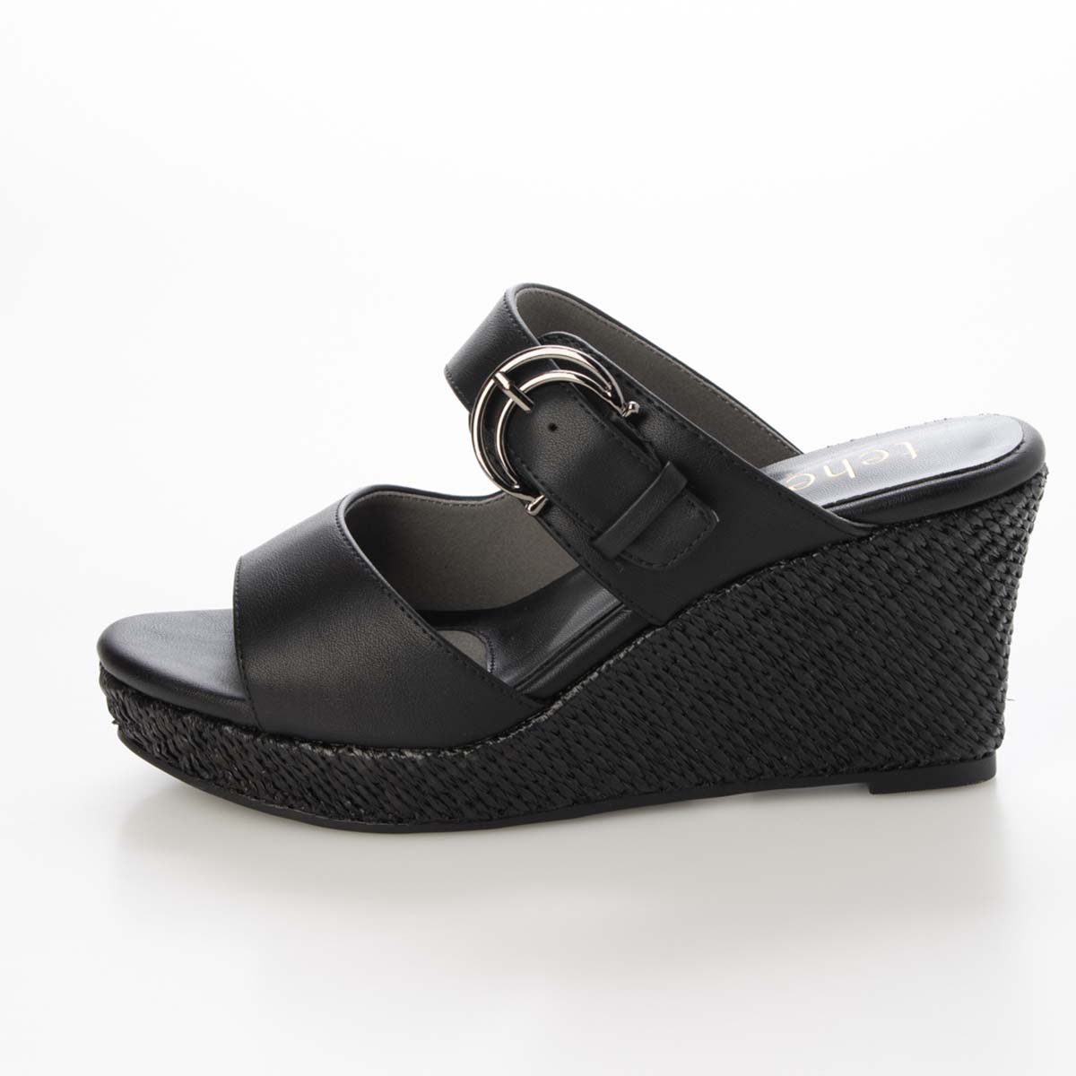 テーン tehen 旬の素材感とメタルパーツが織りなす、洗練された大人のリゾートスタイル。ウェッジ ミュールサンダル　TN1809 BLACK 23.0