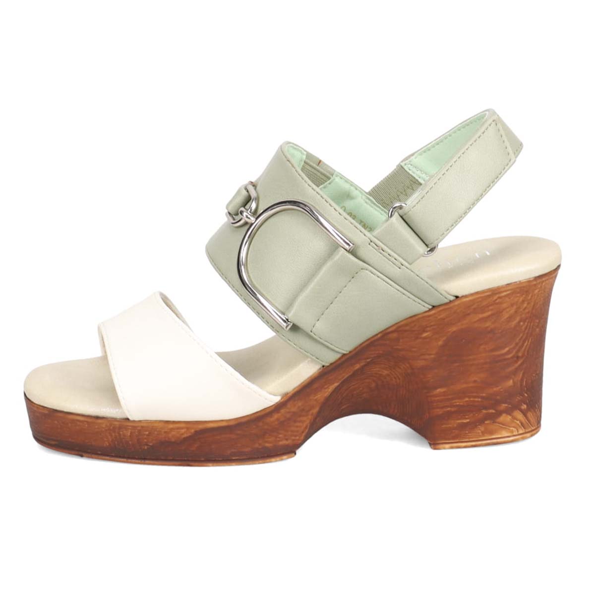 テーン tehen ボリューム感たっぷり♪きれいめカジュアルウェッジヒールサンダル　TN2303 WHITE/GREEN M　(23.0～23.5)