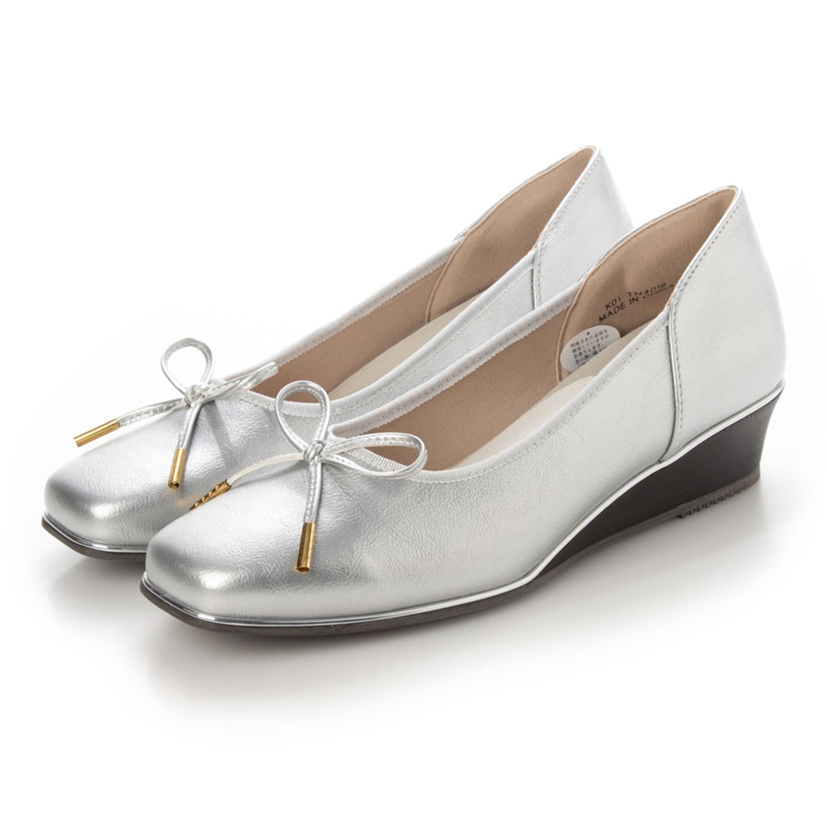 テーン tehen 柔らかアッパー♪ベーシックリボンパンプス TN4016 SILVER 23.0