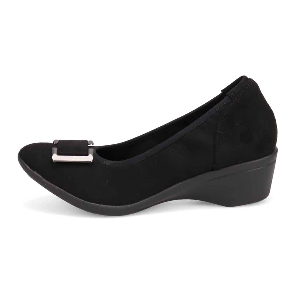 【撥水仕様】テーン tehen 5cmヒールのバックルパンプス TN4030 BLACK-SILKY M(23.0cm相当)