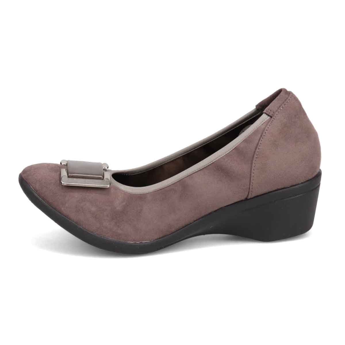 【撥水仕様】テーン tehen 5cmヒールのバックルパンプス TN4030 GRAY-SILKY M(23.0cm相当)