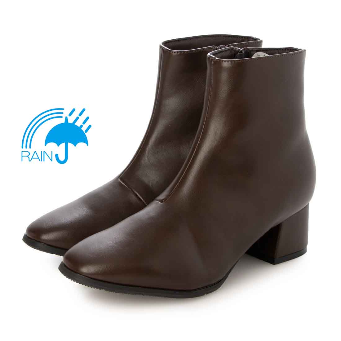 【4cm4時間防水設計】テーン tehen 現代的シルエットの5.0cmヒールショートブーツ TN4031 D-BROWN 23.0