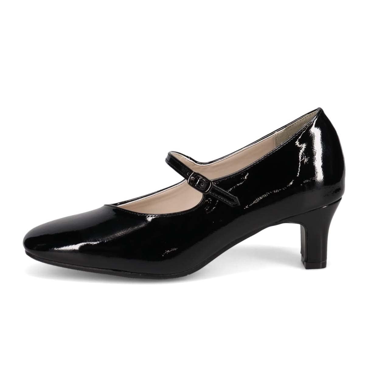 テーン tehen 甲ストラップ付　5.5cmヒールベーシックパンプス　TN5514 BLACK-ENAMEL 23