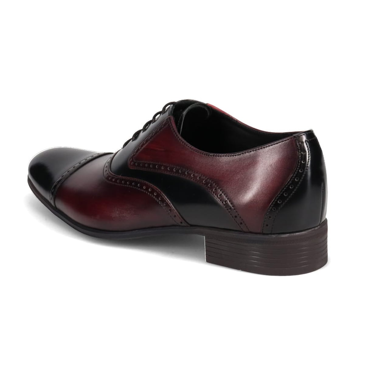 LANVIN COLLECTION　ブラックシャイニーバイカラーコンビ オックスフォード ドレスシューズ　83379 BORDEAUX 25.0