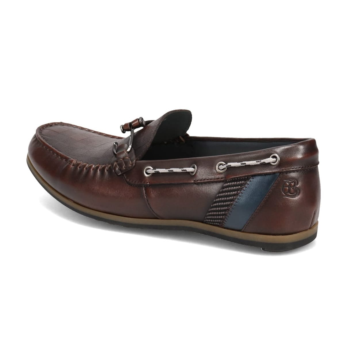 LANVIN en Bleu　ブロックチェックエンボスレザー ドライビングシューズ　86481 D-BROWN 25.0