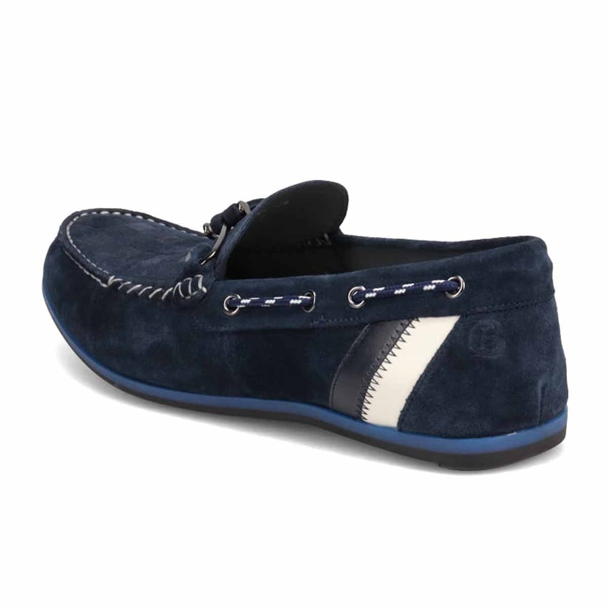 LANVIN en Bleu　ブロックチェックエンボスレザー ドライビングシューズ　86481 NAVY-VELOURS 25.0