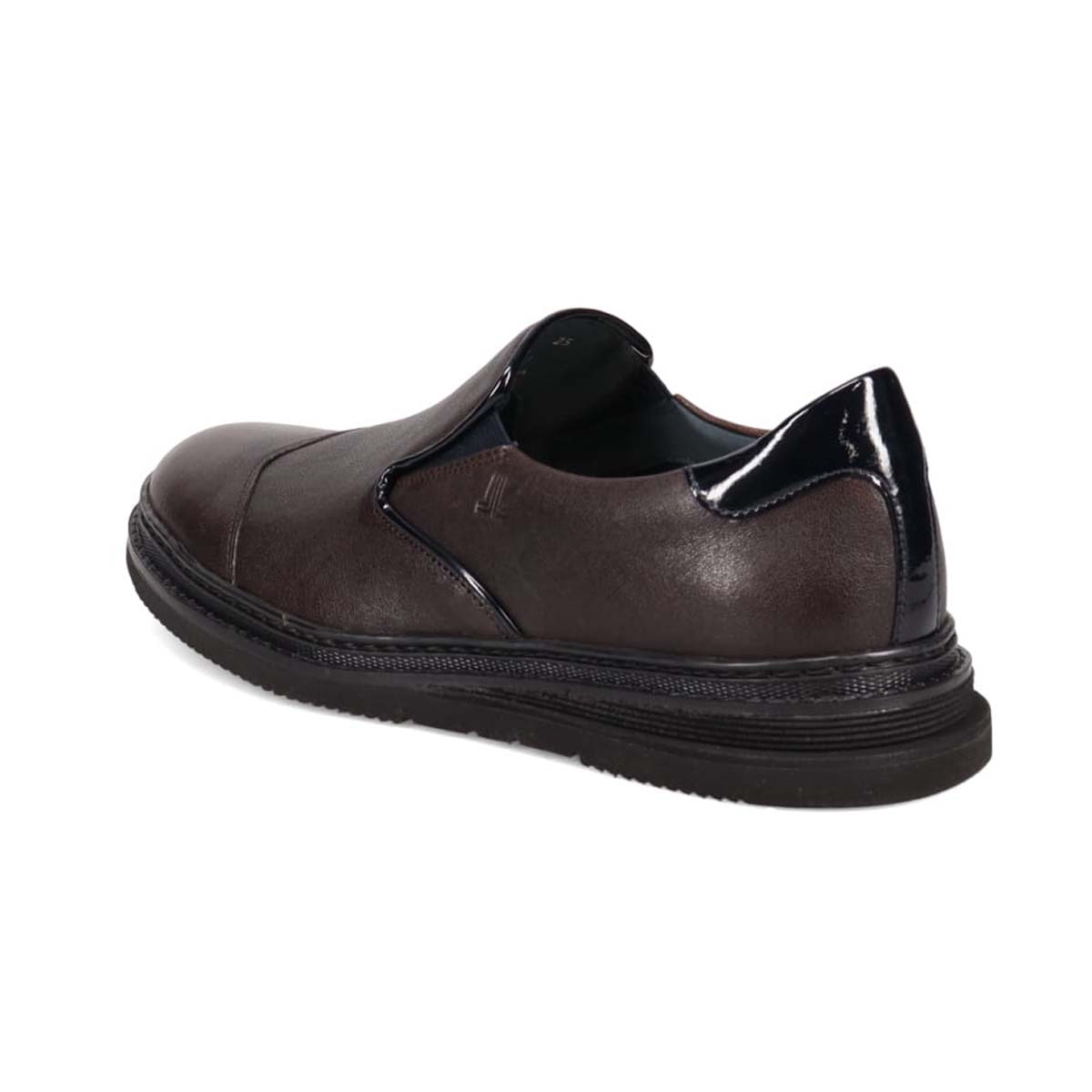 ランバンオンブルー LANVIN en Bleu  異素材MIXアシンメトリーサイドエラスティックスリッポンスニーカー　86554 D-GRAY 25.0