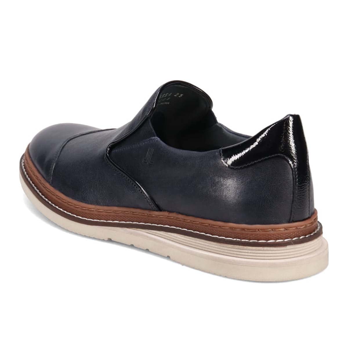 ランバンオンブルー LANVIN en Bleu  異素材MIXアシンメトリーサイドエラスティックスリッポンスニーカー　86554 NAVY 25.0