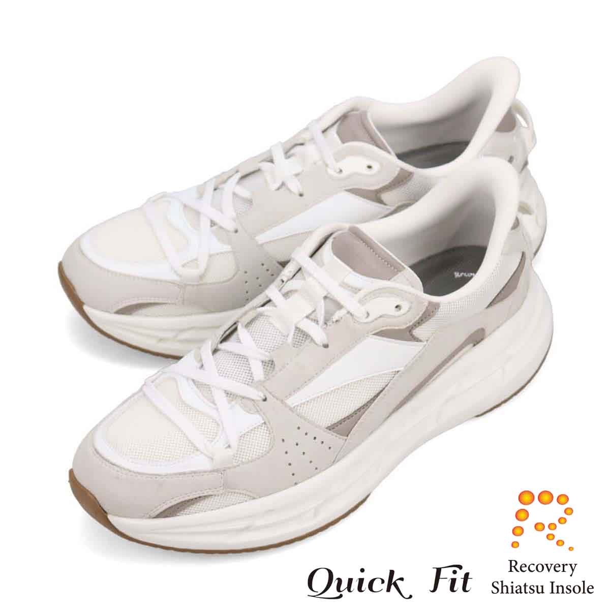 モデロ MODELLO 「Recovery Shiatsu Insole」搭載で指圧効果により血行をよくする。ナイロンメッシュスニーカー　DM2754R WHITE/C 25.0