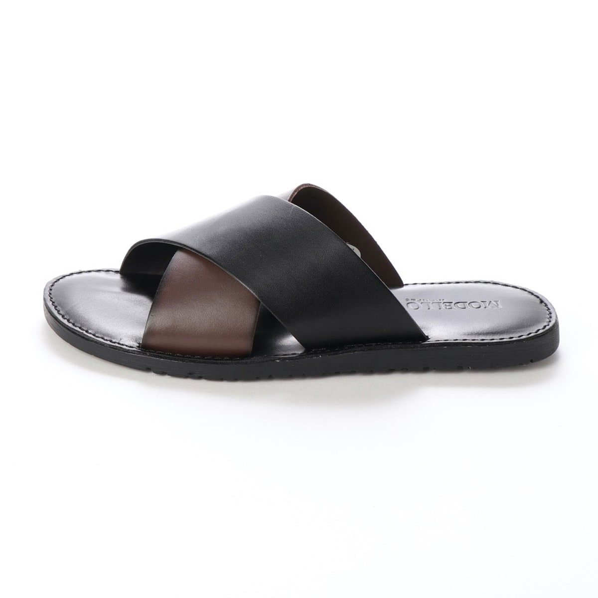 モデロ MODELLO 本革 高級 レザーサンダル DM5129 BLACK/D-BROWN 40 (25.0～25.5)