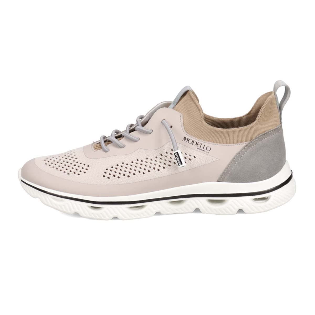 世界初のカバロス加工シリーズ　モデロ MODELLO カジュアルニットスニーカー　DM6523 GRAY/KHAKI M(25.0～25.5cm)