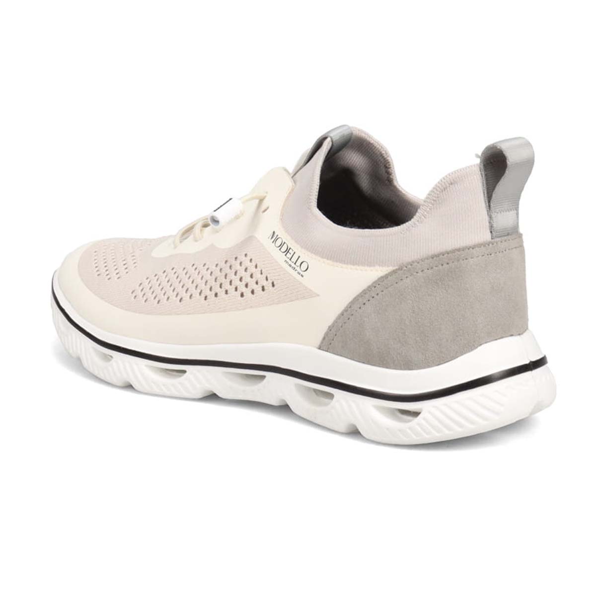 世界初のカバロス加工シリーズ　モデロ MODELLO カジュアルニットスニーカー　DM6523 WHITE/L-GRAY M(25.0～25.5cm)
