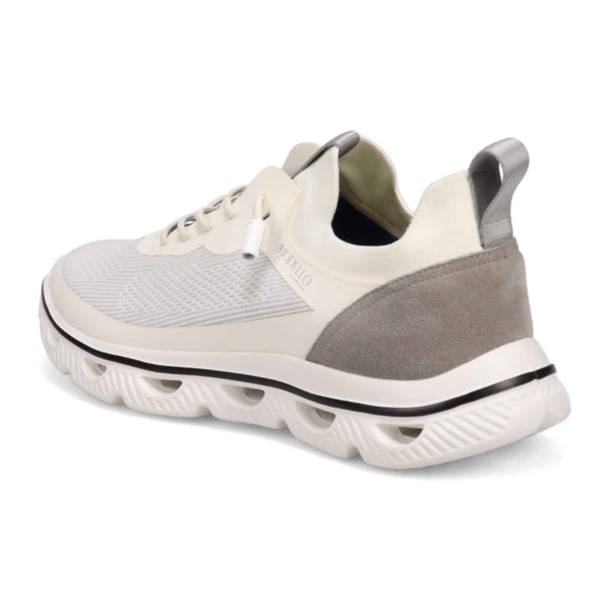 モデロ MODELLO 「リカバリーインソール」搭載で指圧効果により血行を115％促進。Recoveryニットスニーカー　DM6533R WHITE/BLUE M