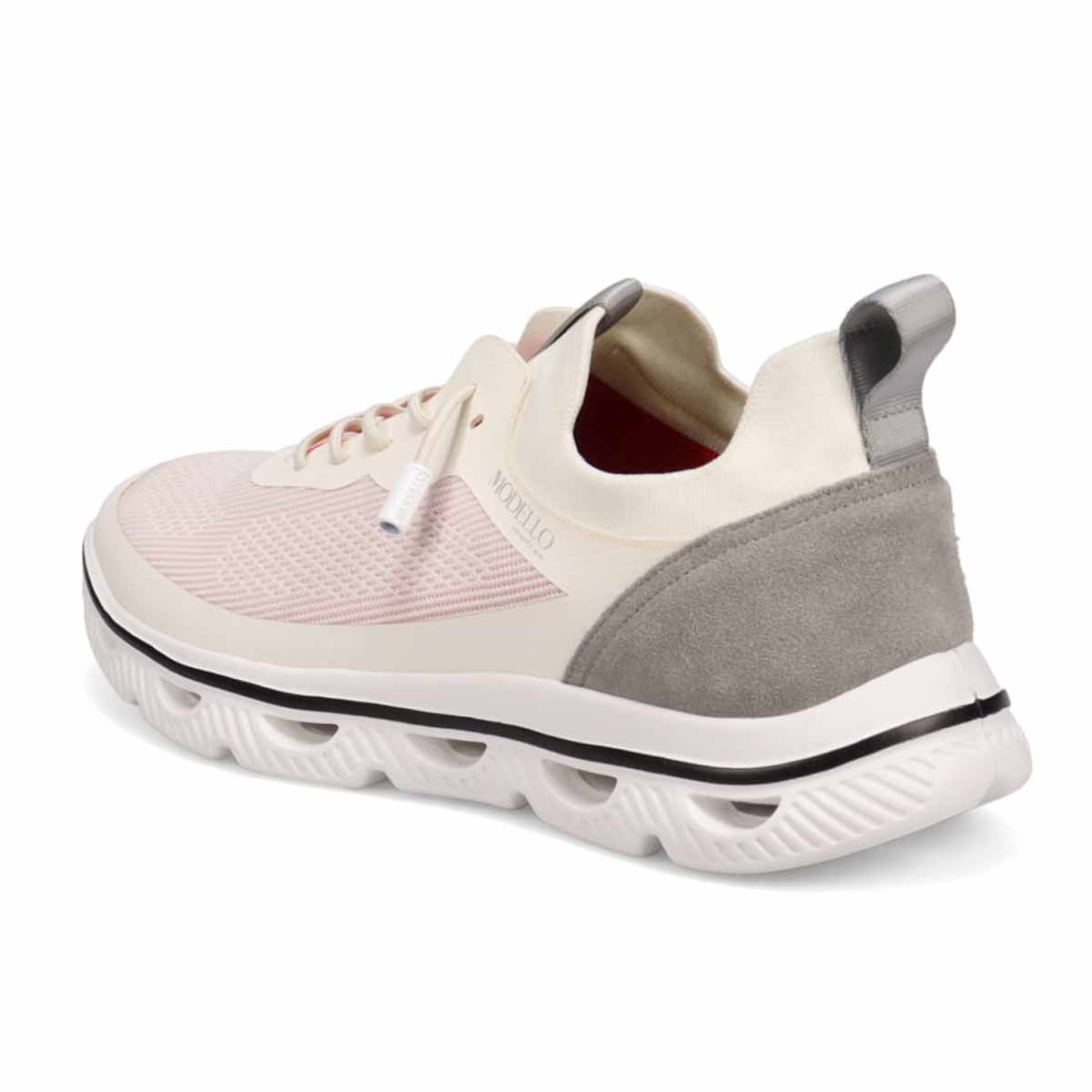 モデロ MODELLO 「リカバリーインソール」搭載で指圧効果により血行を115％促進。Recoveryニットスニーカー　DM6533R WHITE/RED M