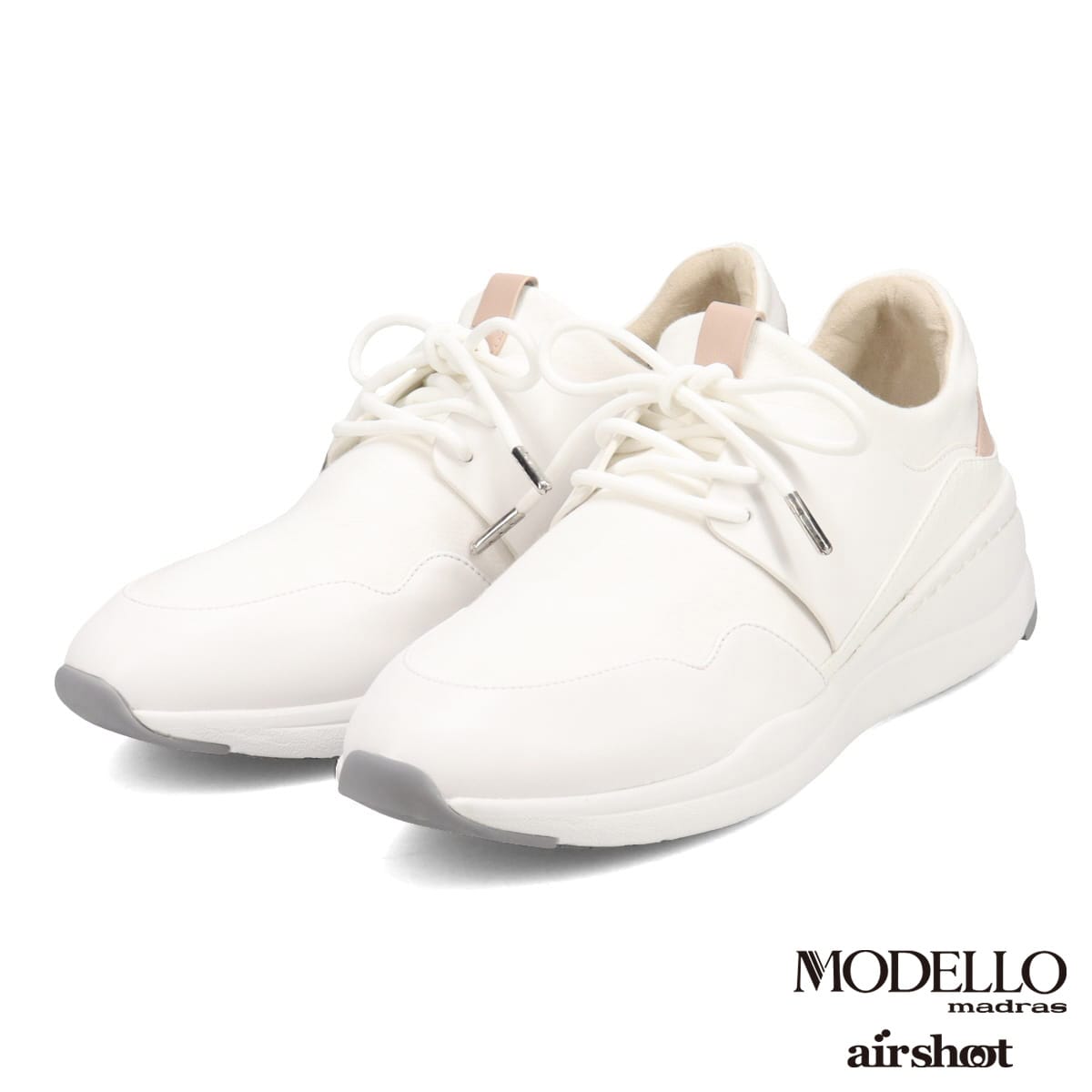 モデロ MODELLO 今まで感じたことのない履き心地♪ 『airshoot』シリーズ  ストレッチレースアップスニーカー　DML10107 WHITE 23.0