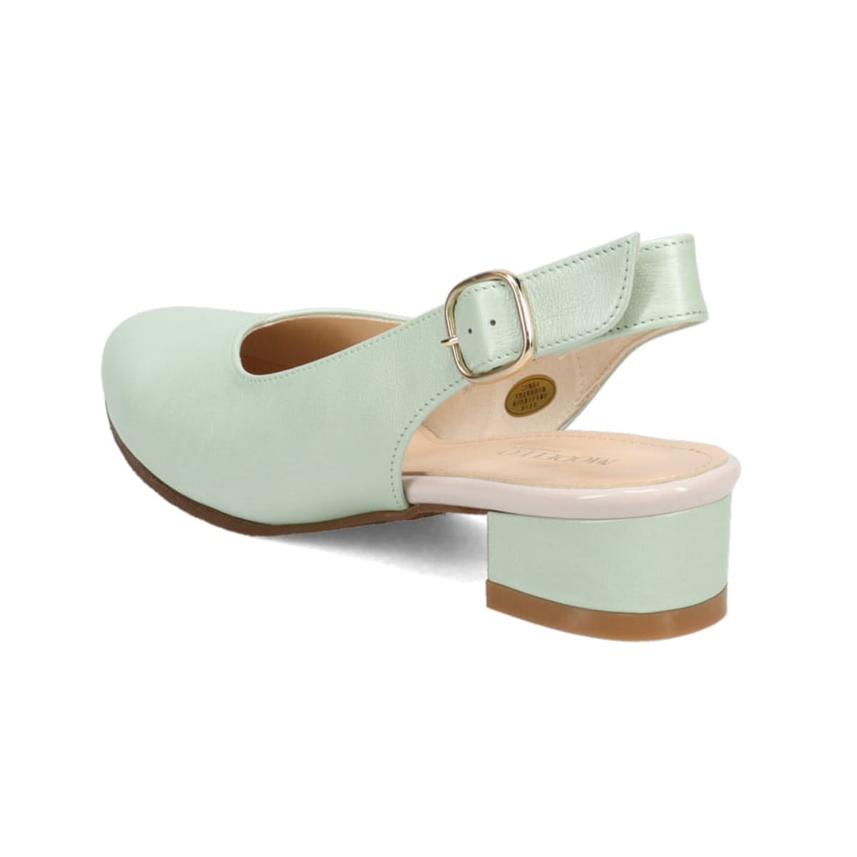 【抗ウイルス・抗菌加工】深めのVカットが可愛い ポインテッドバックストラップパンプス　DML1307 GREEN 23.0