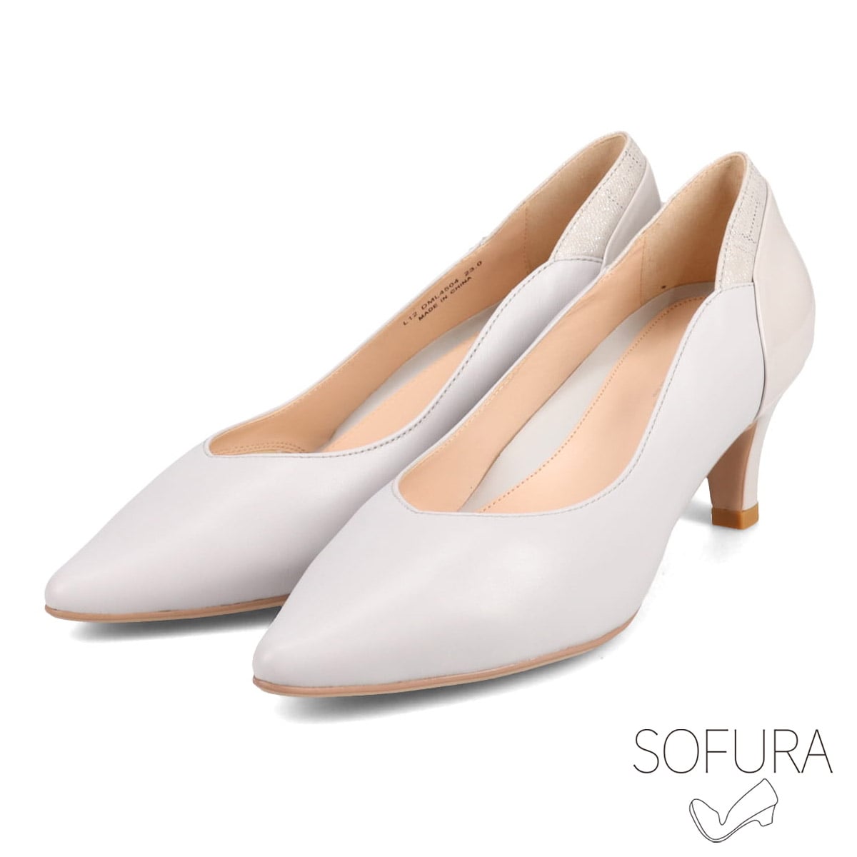 シンプルでありながら美脚効果抜群のカットライン MODELLO新シリーズ 『SOFURA』 ポインテッドパンプス　DML4504 L-GRAY 23.0
