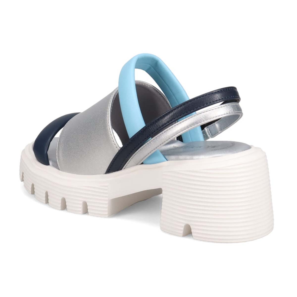 モデロ MODELLO 「リカバリーインソール」搭載で指圧効果により血行を115％促進。Recovery厚底ヒールサンダル　DML5053R SILVER/C 23.0