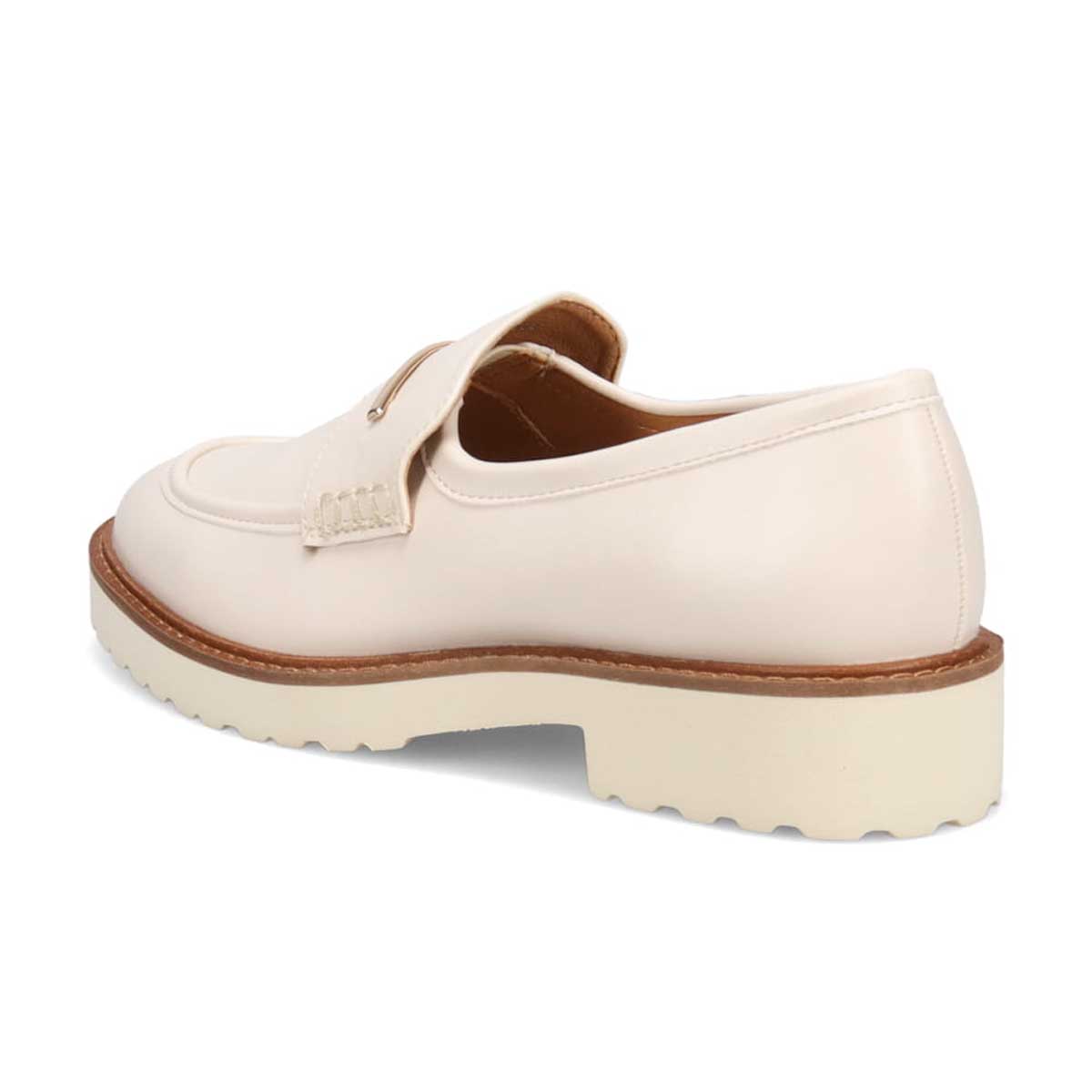 【撥水仕様】モデロ MODELLO 「リカバリーインソール」搭載で指圧効果により血行を115％促進。バー金具付きのRecovery厚底ローファー　DML6061R IVORY 23.0