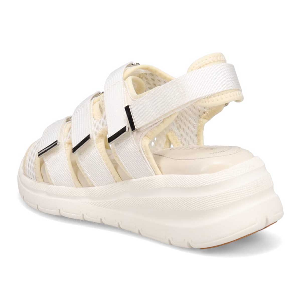 モデロ MODELLO 「リカバリーインソール」搭載で指圧効果により血行を115％促進。Recovery３本ベルトヒールアップスポーツサンダル　DML6063R WHITE 23