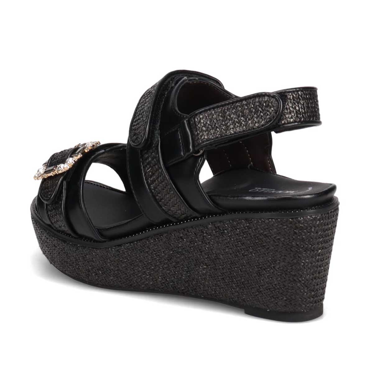 モデロ MODELLO 「リカバリーインソール」搭載で指圧効果により血行を115％促進。Recoveryエレガンスカジュアルサンダル　DML8830R BLACK M　(23.0～23.5)