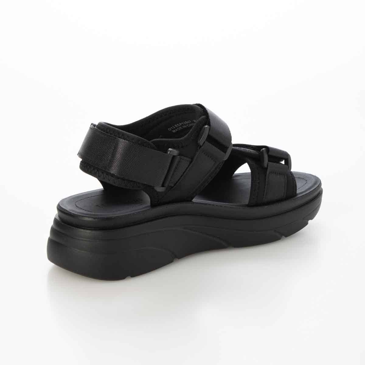 エル スポーツ ELLESPORT 　2本ベルト厚底スポーツサンダル　ESP12607 BLACK M（23～23.5ｃｍ）