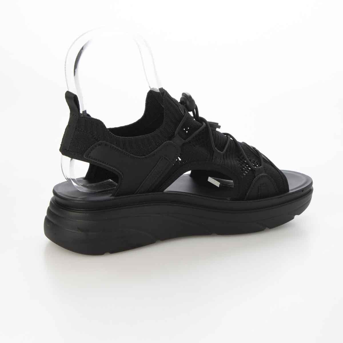 エル スポーツ ELLESPORT 　レースアップニット厚底スポーツサンダル　ESP12608 BLACK M（23～23.5ｃｍ）