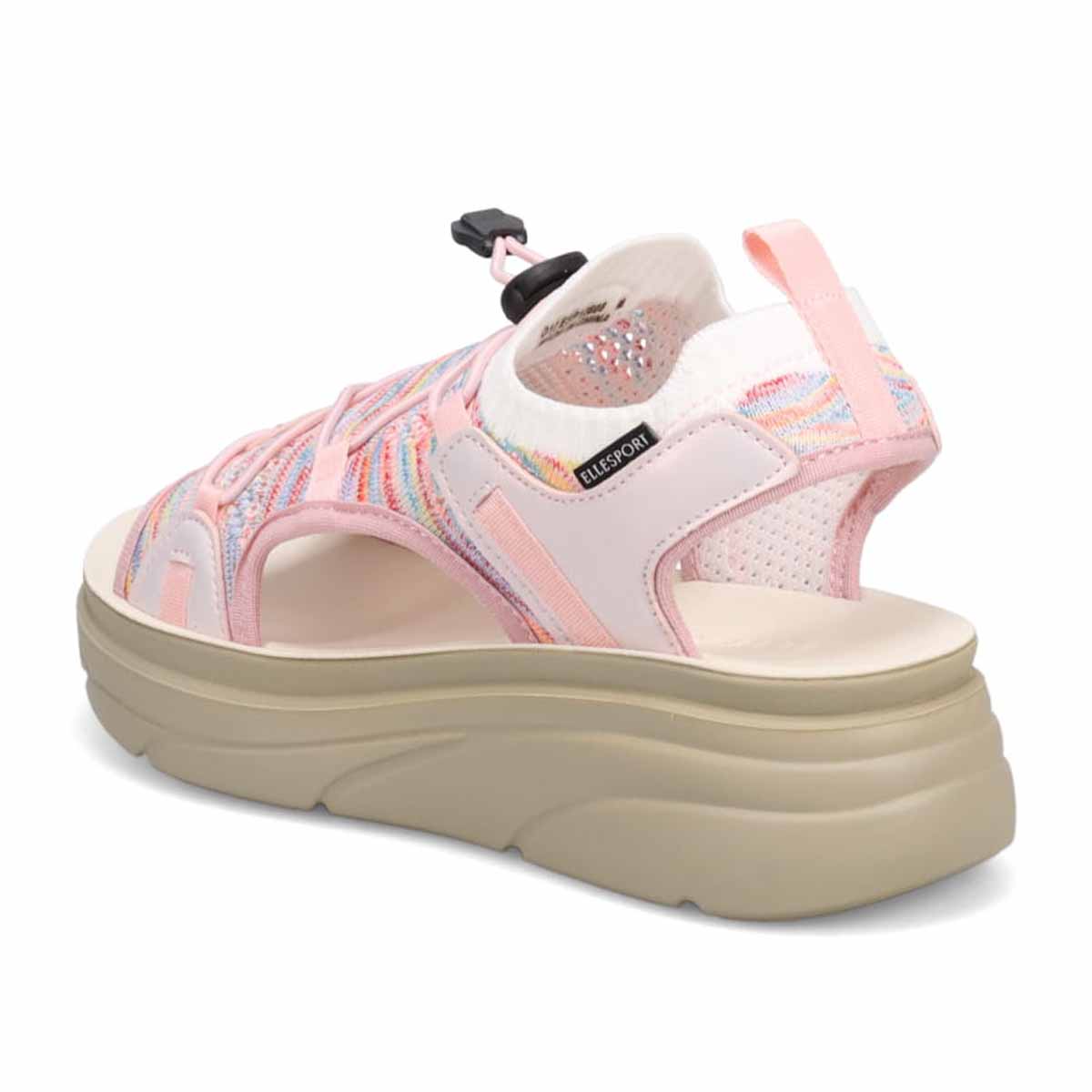 エル スポーツ ELLESPORT 　レースアップニット厚底スポーツサンダル　ESP12608 PINK-MULTI M（23～23.5ｃｍ）