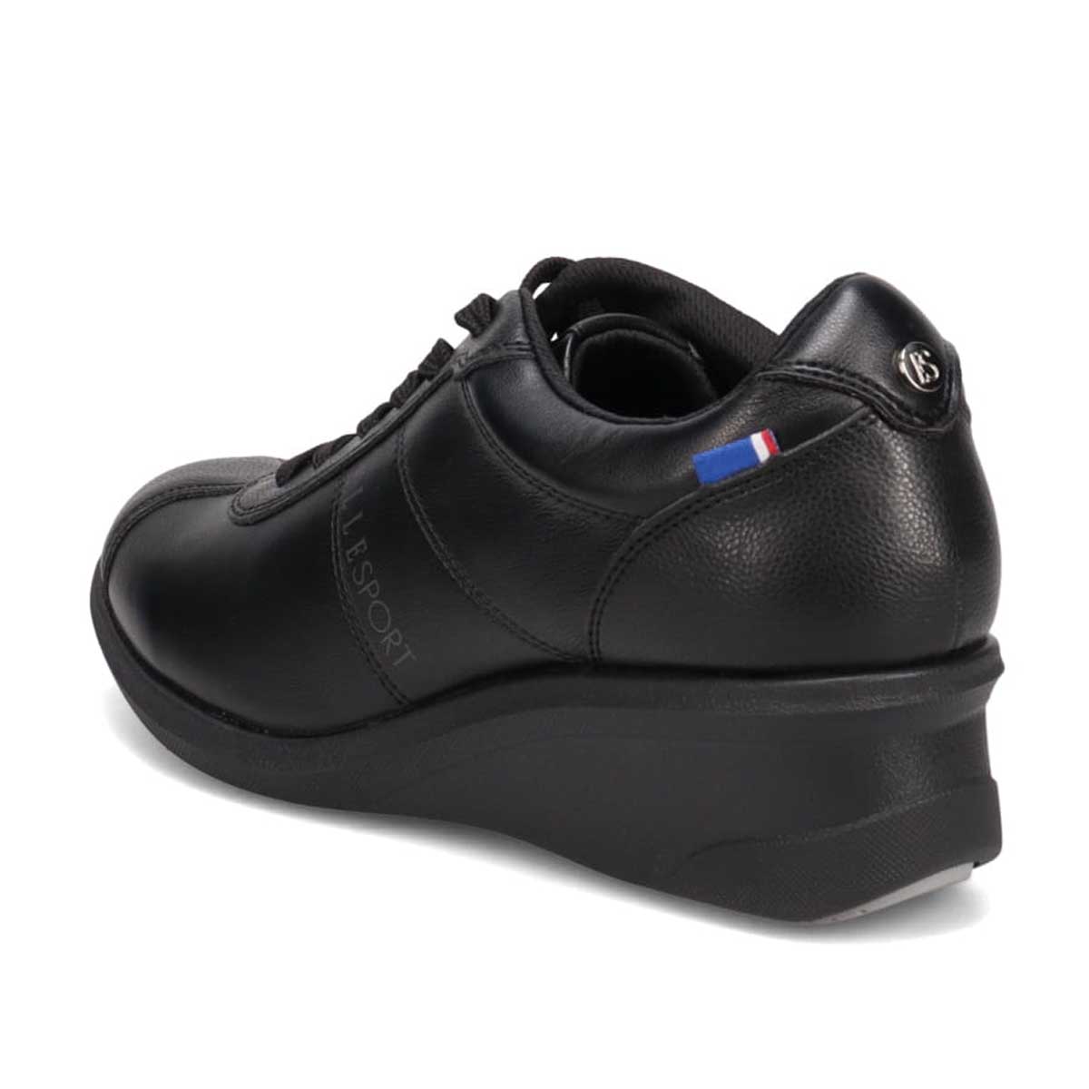 エル スポーツ ELLESPORT レースアップウェッジスニーカー　ESP14707 BLACK 23.0