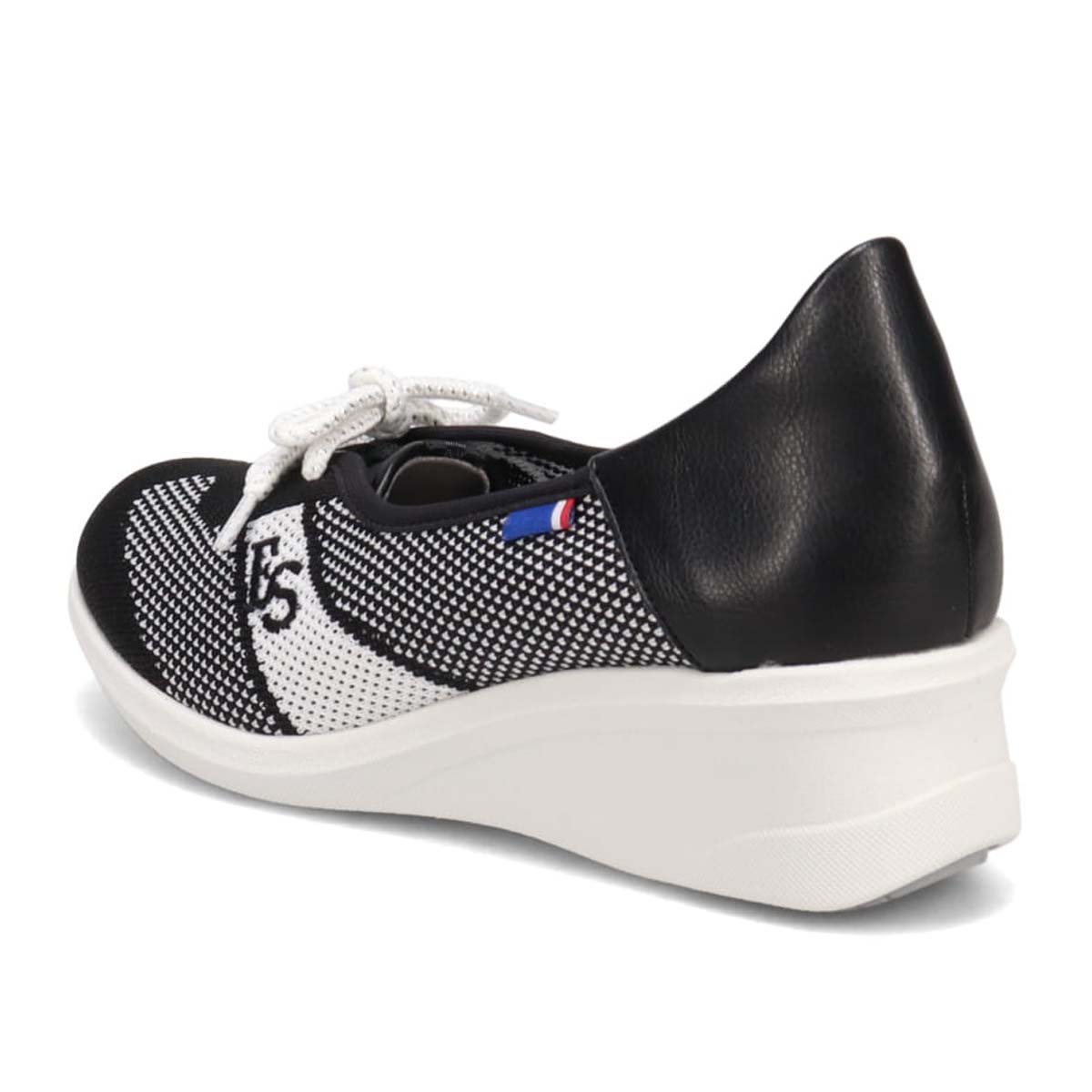 エル スポーツ ELLESPORT ニットショートレースアップシューズ　ESP14709 BLACK/WHITE 23.0