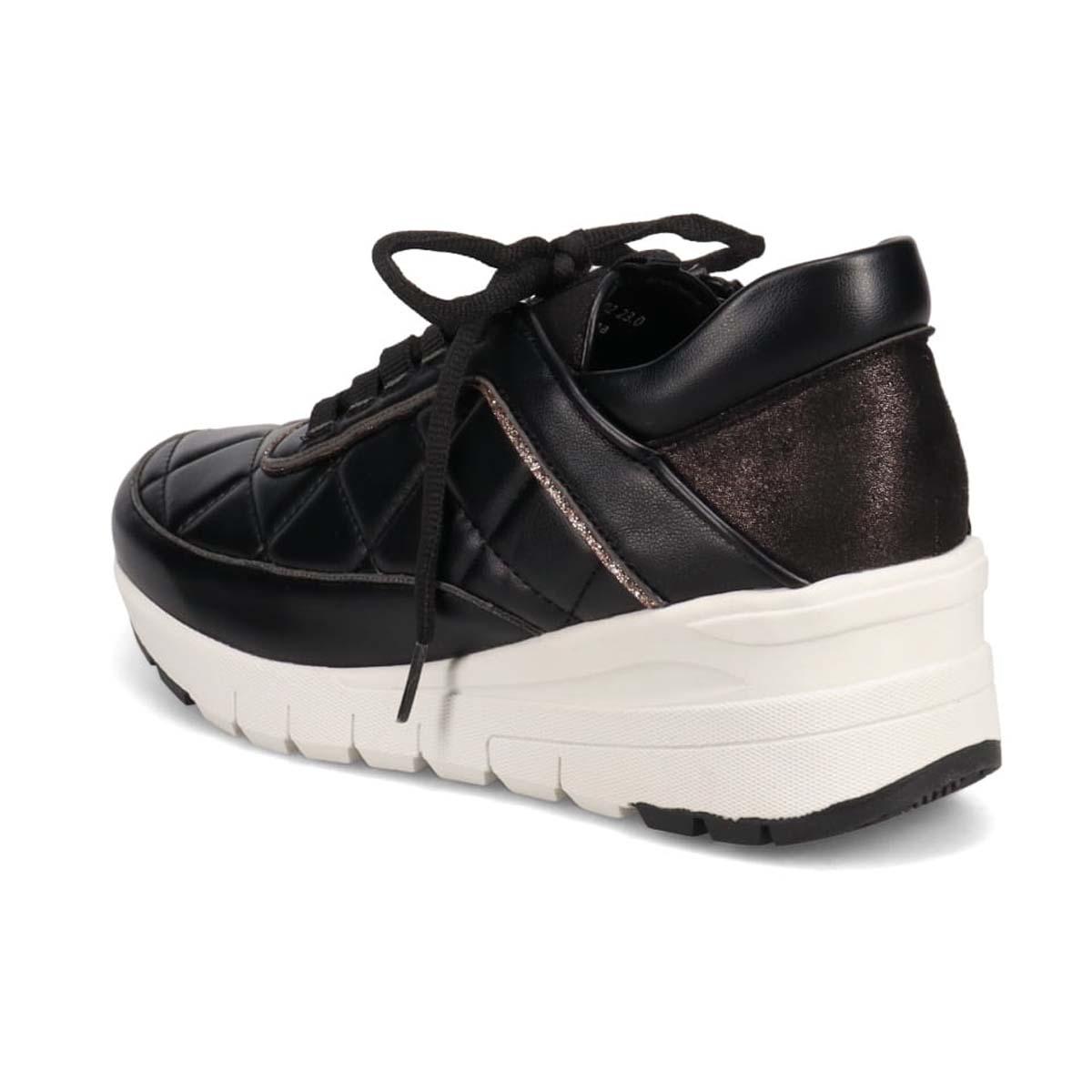 【撥水加工】HIROKO KOSHINO ヒールアップスニーカー  HKL1202 BLACK 23.0