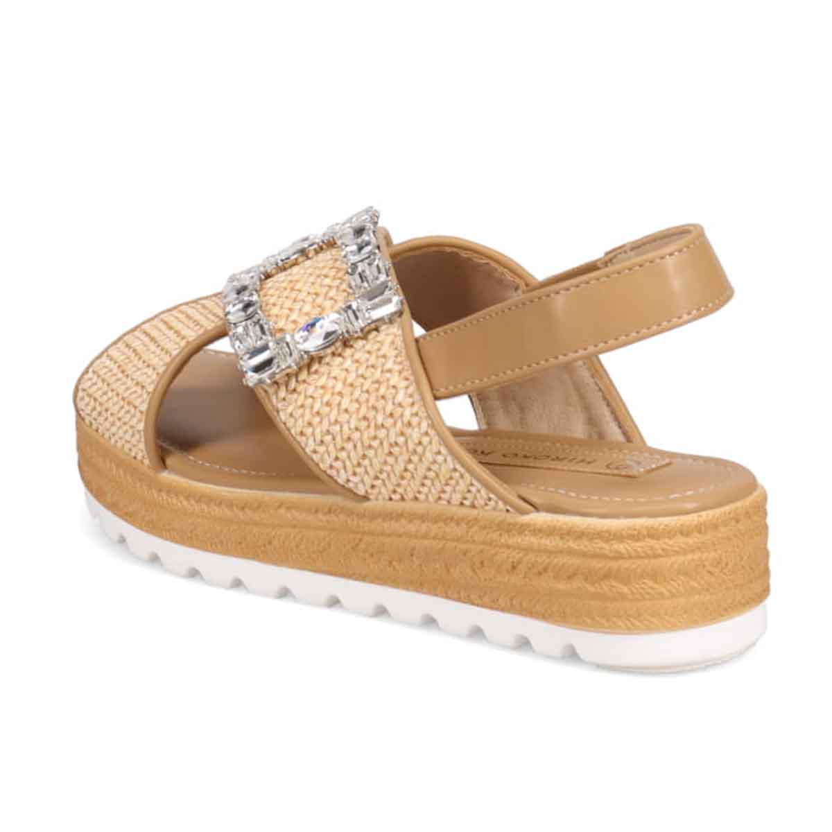 HIROKO KOSHINO 大人可愛いジュート調 グリッターサンダル　HKL1500 BEIGE M　(23.0～23.5)