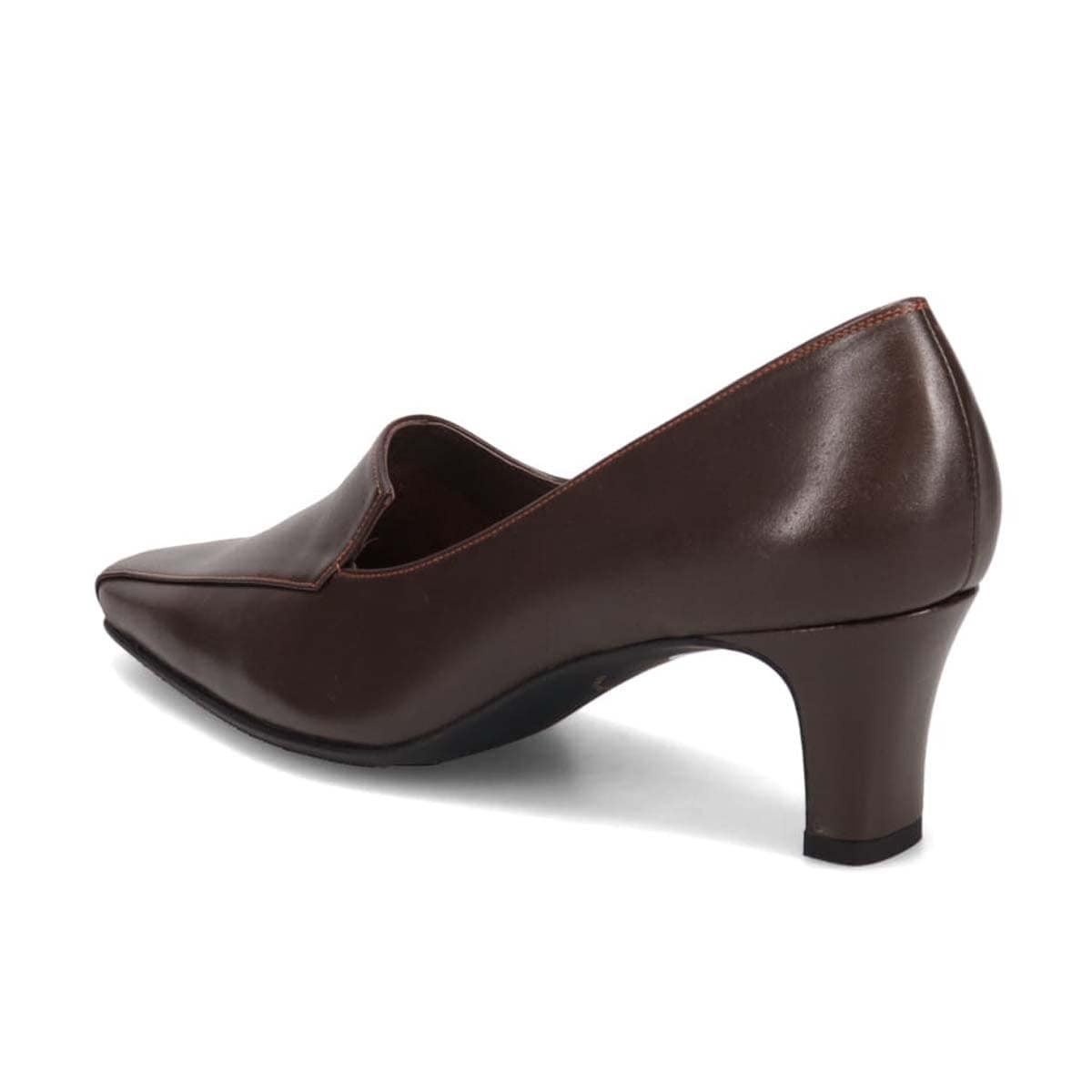 HIROKO KOSHINO ソフトな足あたり サイドのカッティングが綺麗なスクエアトゥパンプス HKL4506 D-BROWN 23.0