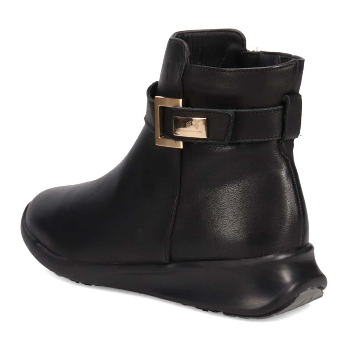 HIROKO KOSHINO 上質な牛革とブランドロゴが入った金具が高級感UP　ショートブーツ　HKL6207 BLACK 23.0