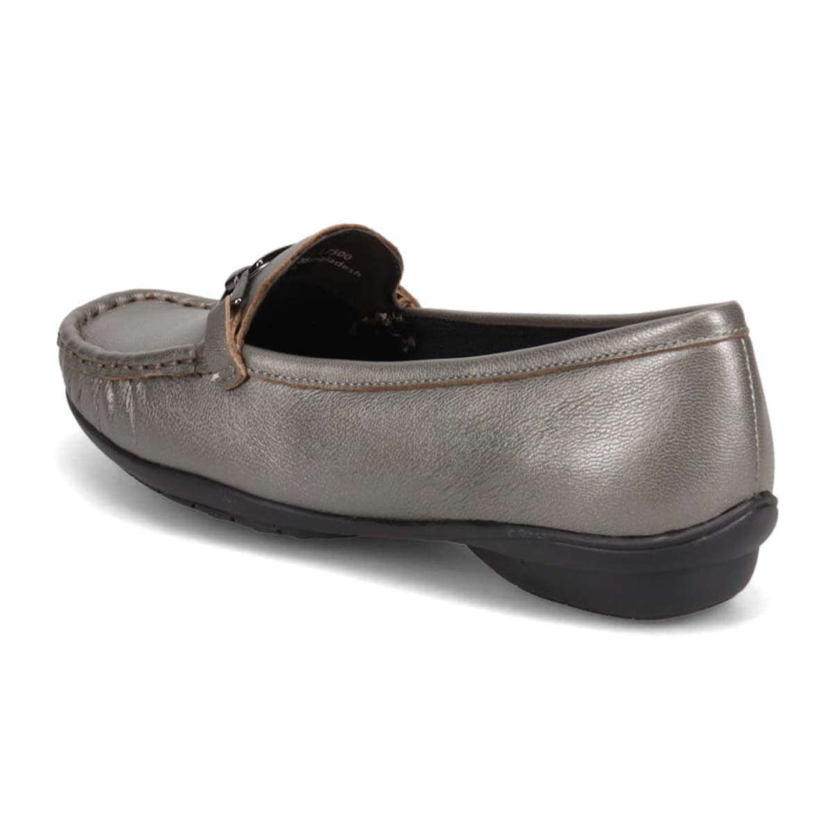 HIROKO KOSHINO 足入れの良いスクエアトゥ・モカデザイン  ローヒール カジュアルシューズ HKL7500 D-SILVER 23.0